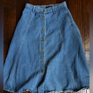Vintage 90s Denim Button-Front A-Line Skirt by Evidence